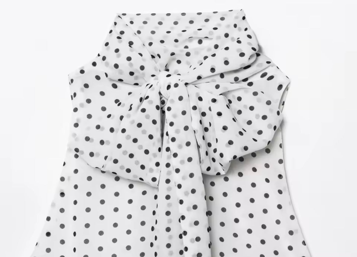 Liora Polka Dot Bow Halter Blouse