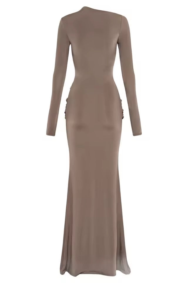 Kaia Long Sleeve Bodycon Ruched Maxi Dress