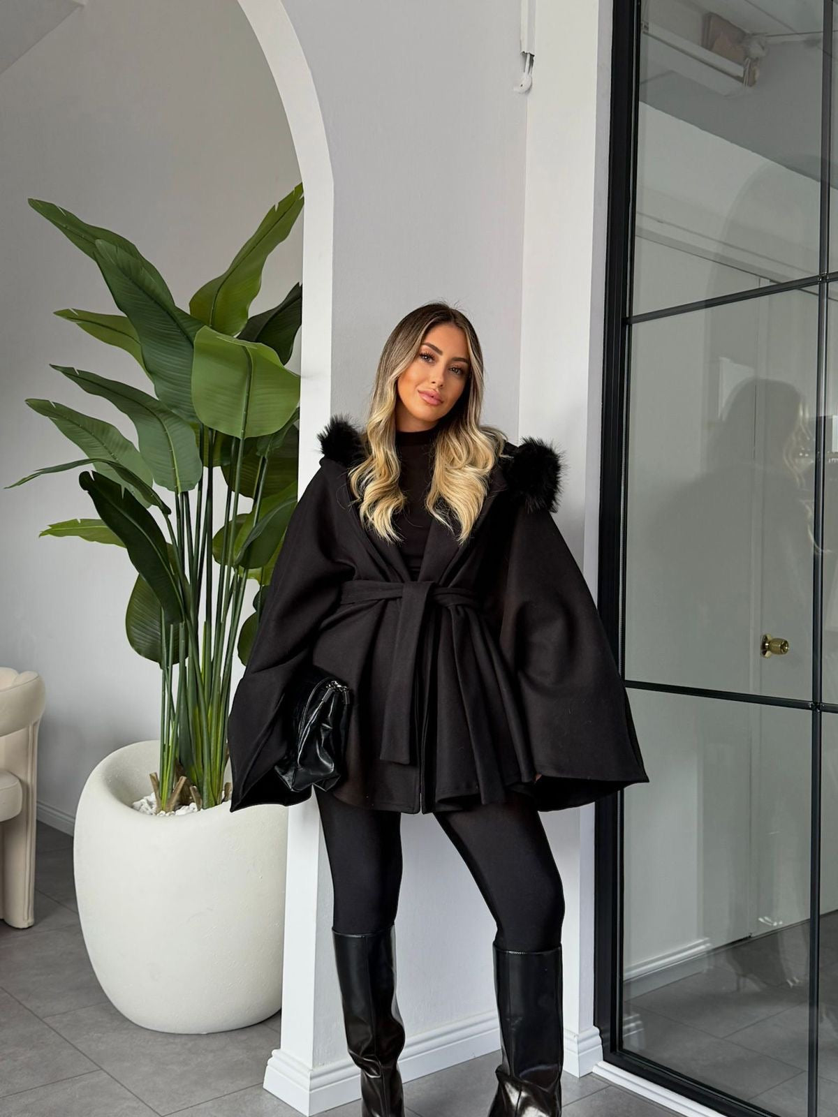 Velin Flared Wool Cape Coat