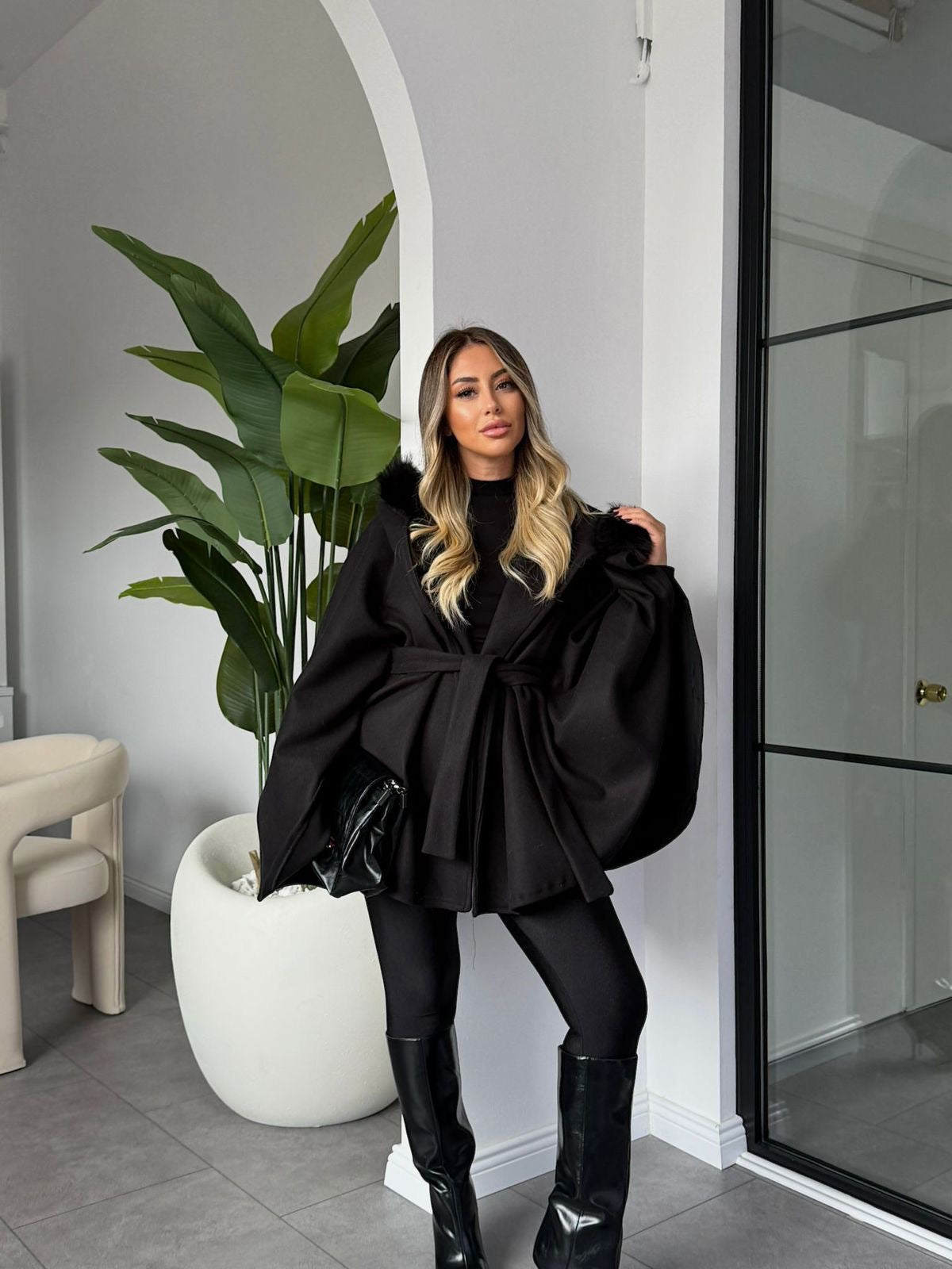 Velin Flared Wool Cape Coat