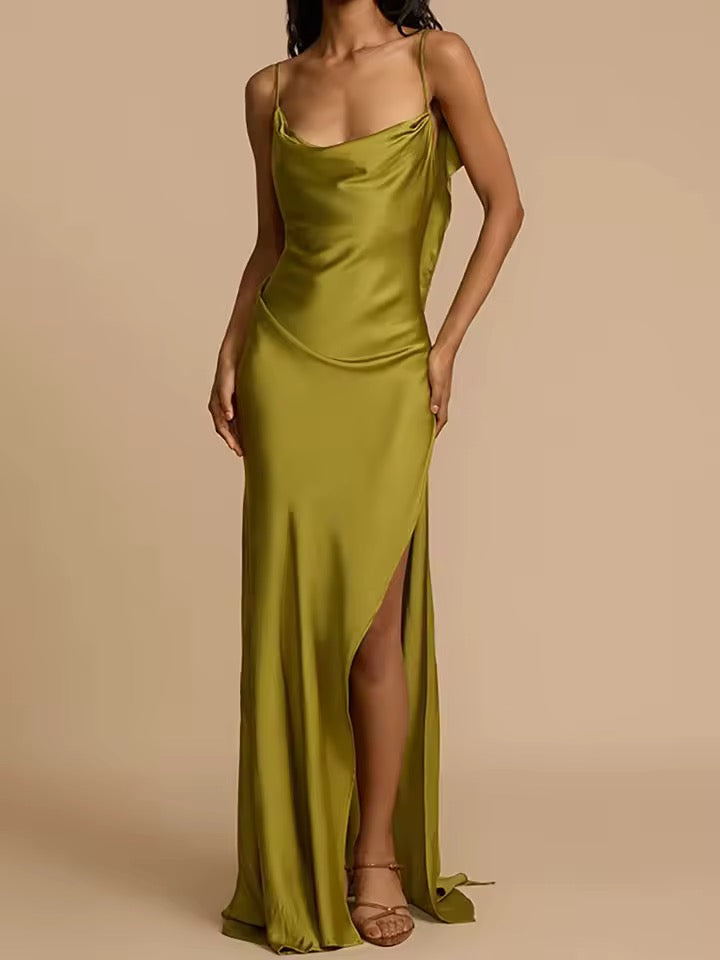 Vera Backless Silk Maxi Dress