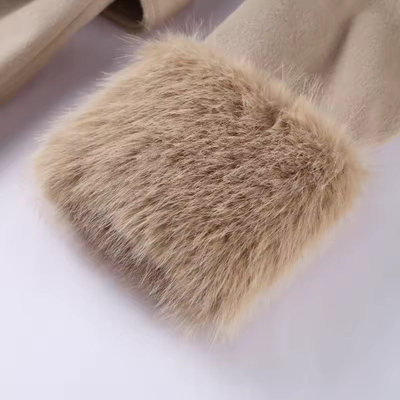 Monaco Luxe Belted Wrap Coat with Faux Fur Detail