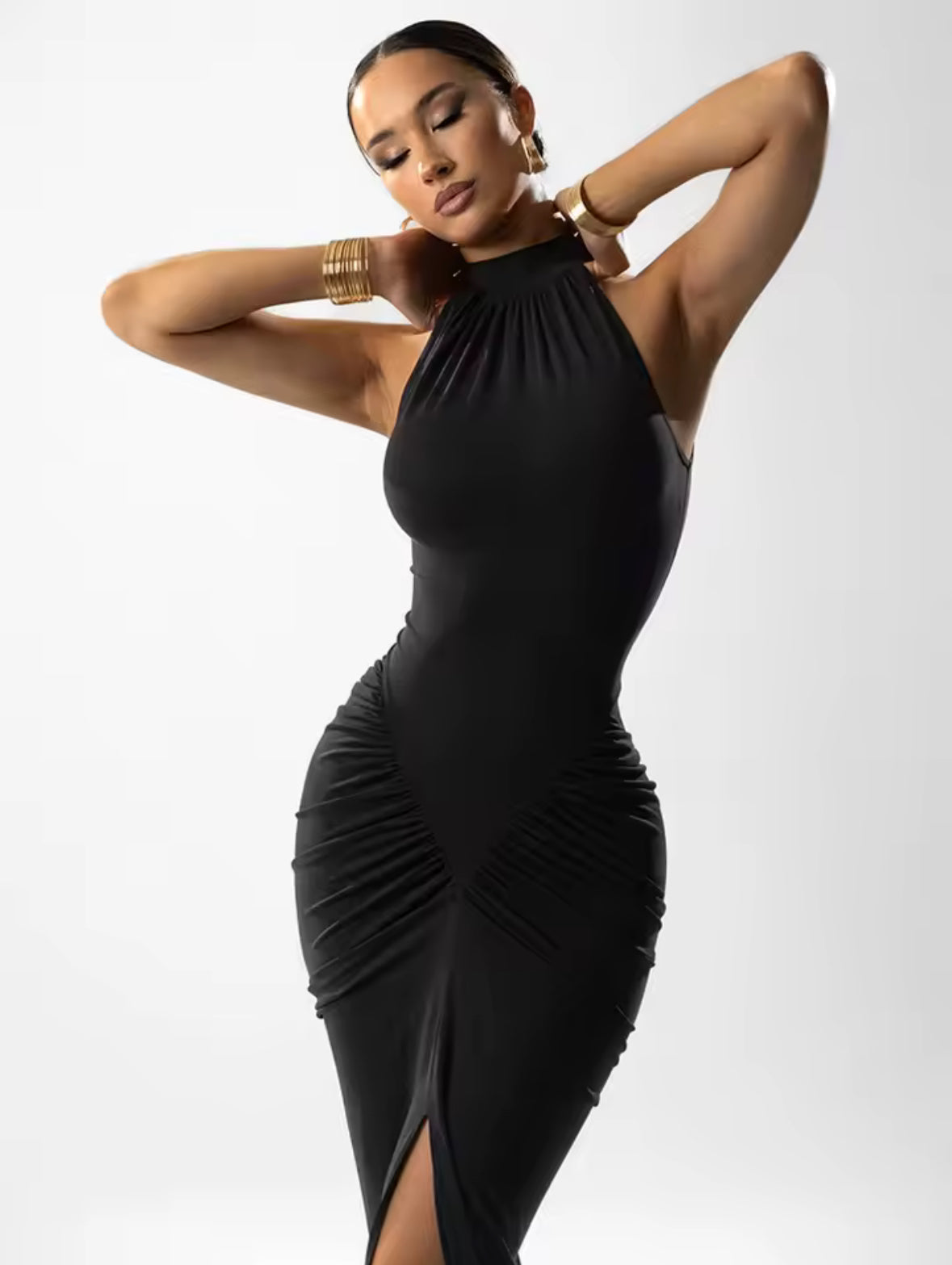 Odessa Pleated Strapless Maxi Dress