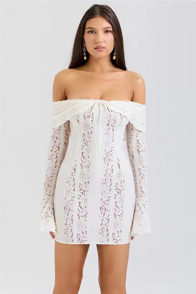 Luminara Off-Shoulder Lace Mini Dress