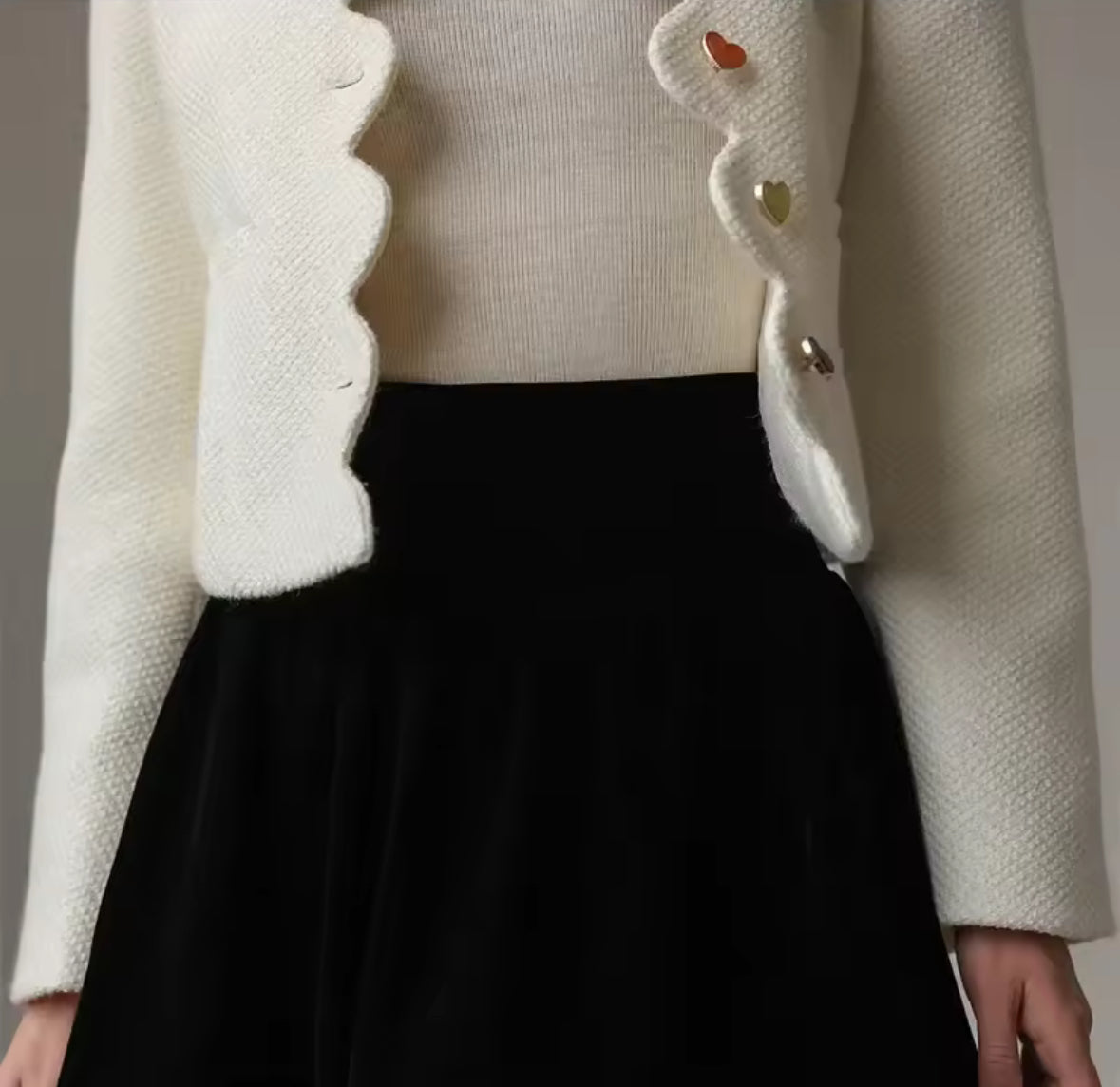 Amour Heart Button Cropped Jacket