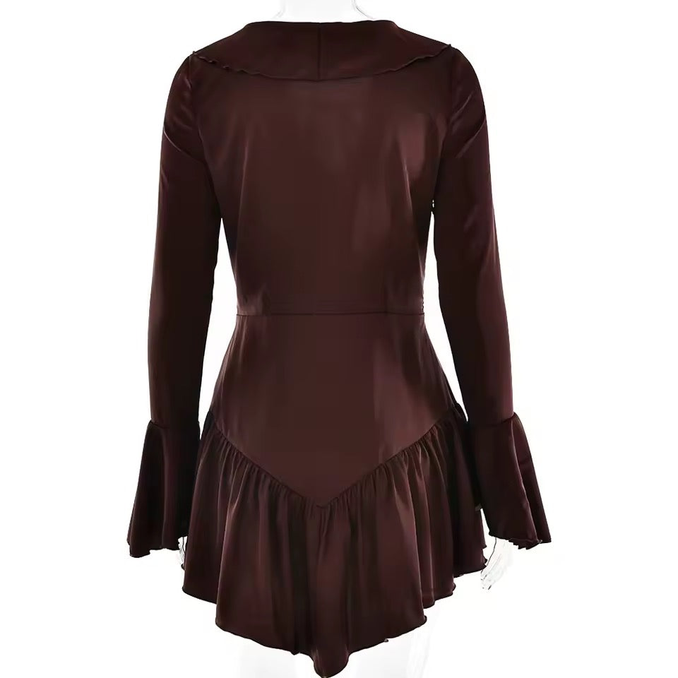 Maelys Ruffle Satin Mini Dress