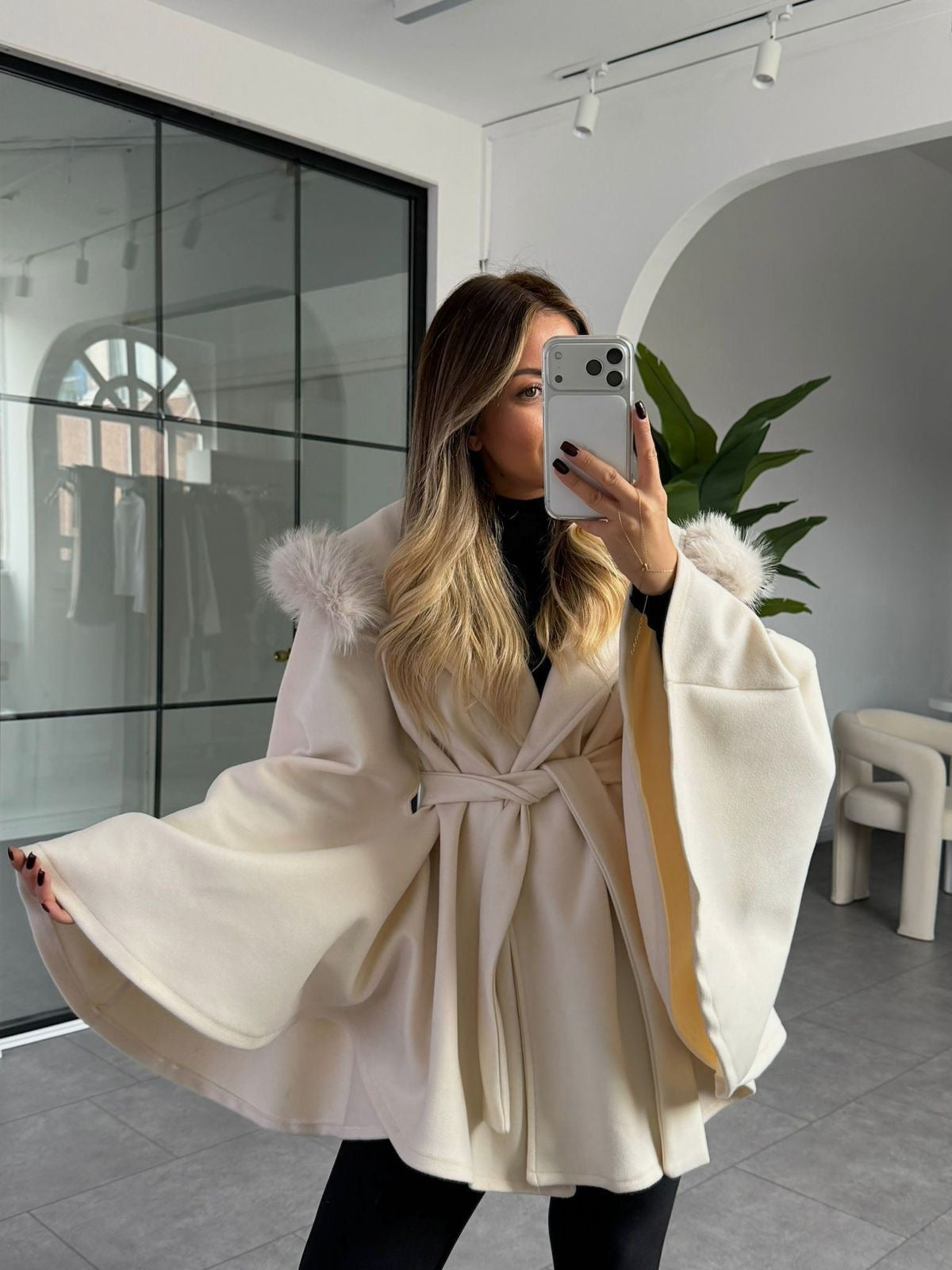 Velin Flared Wool Cape Coat