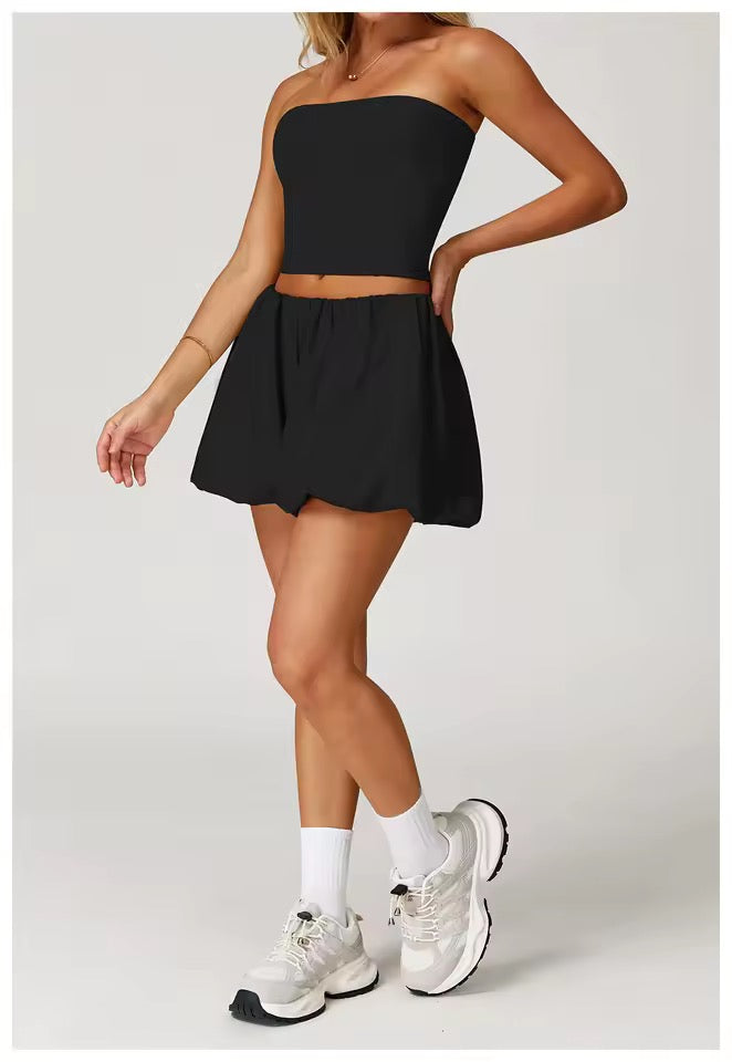 SYLA Breeze 2-Piece Set – Bandeau Top + Bubble Shorts