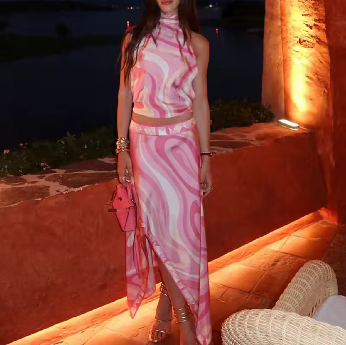 Elara Back-Tie Skirt Set