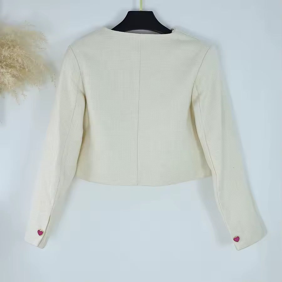 Amour Heart Button Cropped Jacket