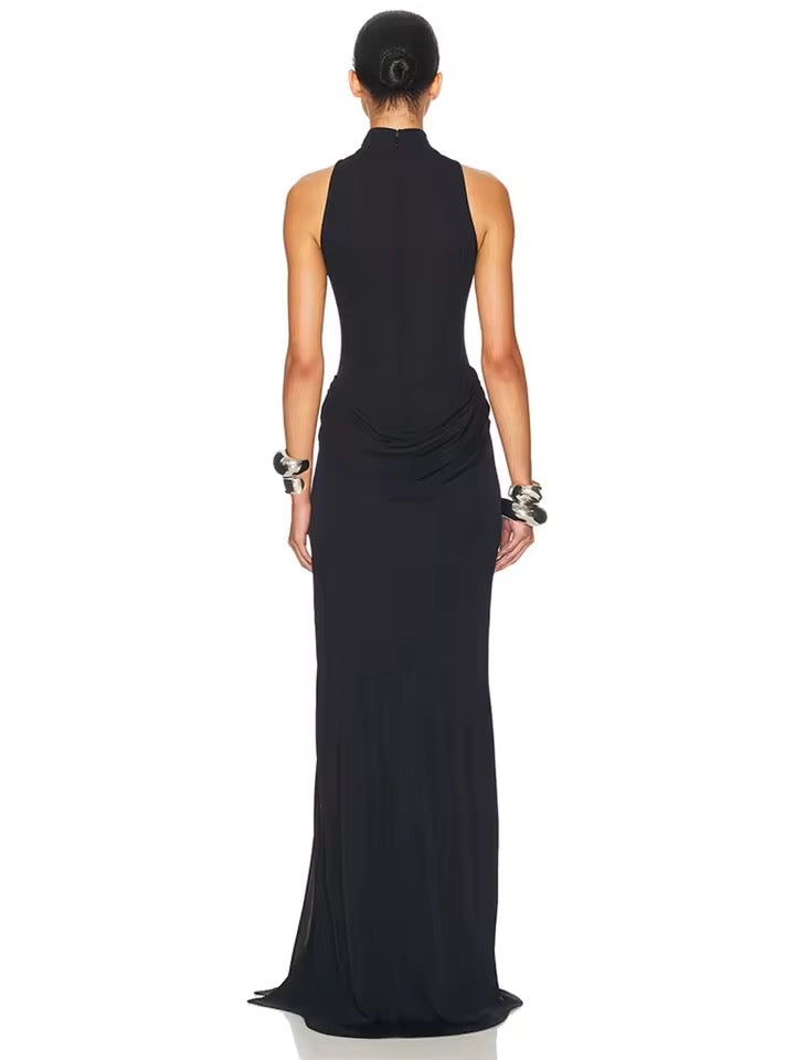 Selene High-Slit Turtleneck Maxi Dress