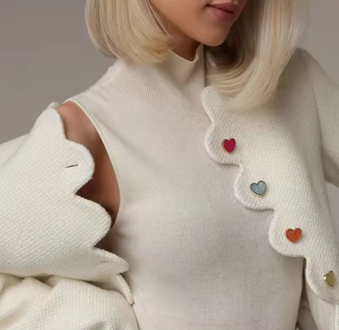 Amour Heart Button Cropped Jacket
