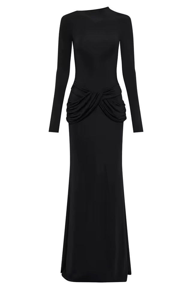 Kaia Long Sleeve Bodycon Ruched Maxi Dress