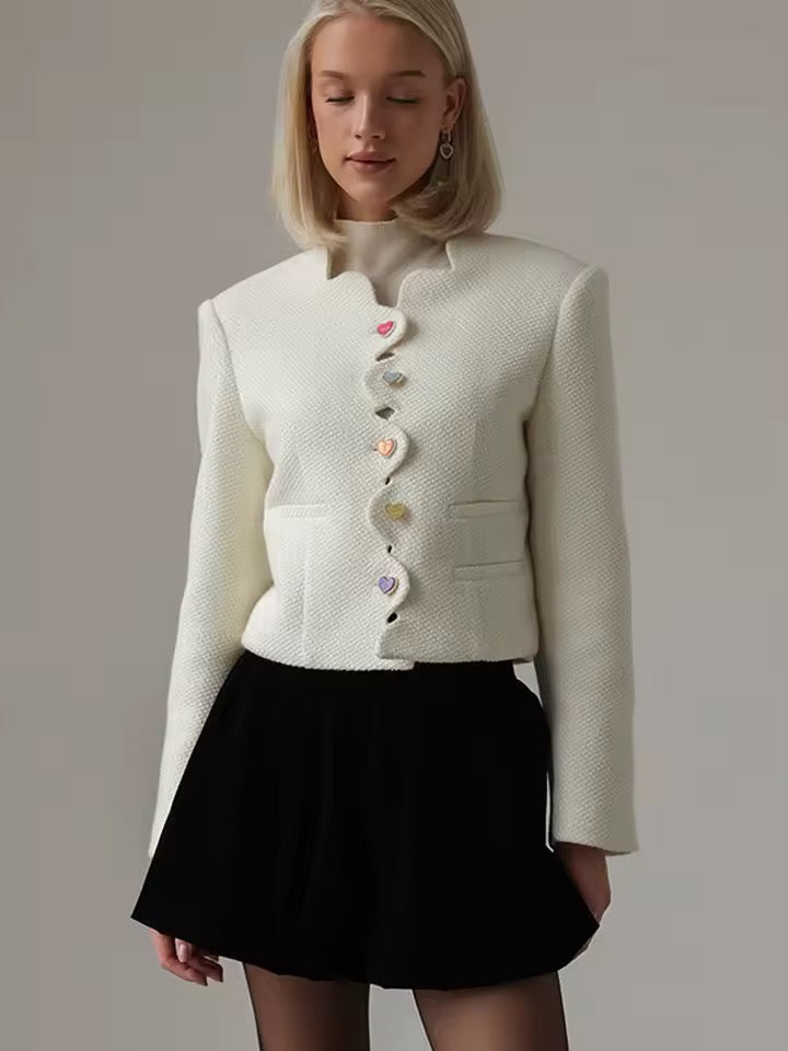 Amour Heart Button Cropped Jacket