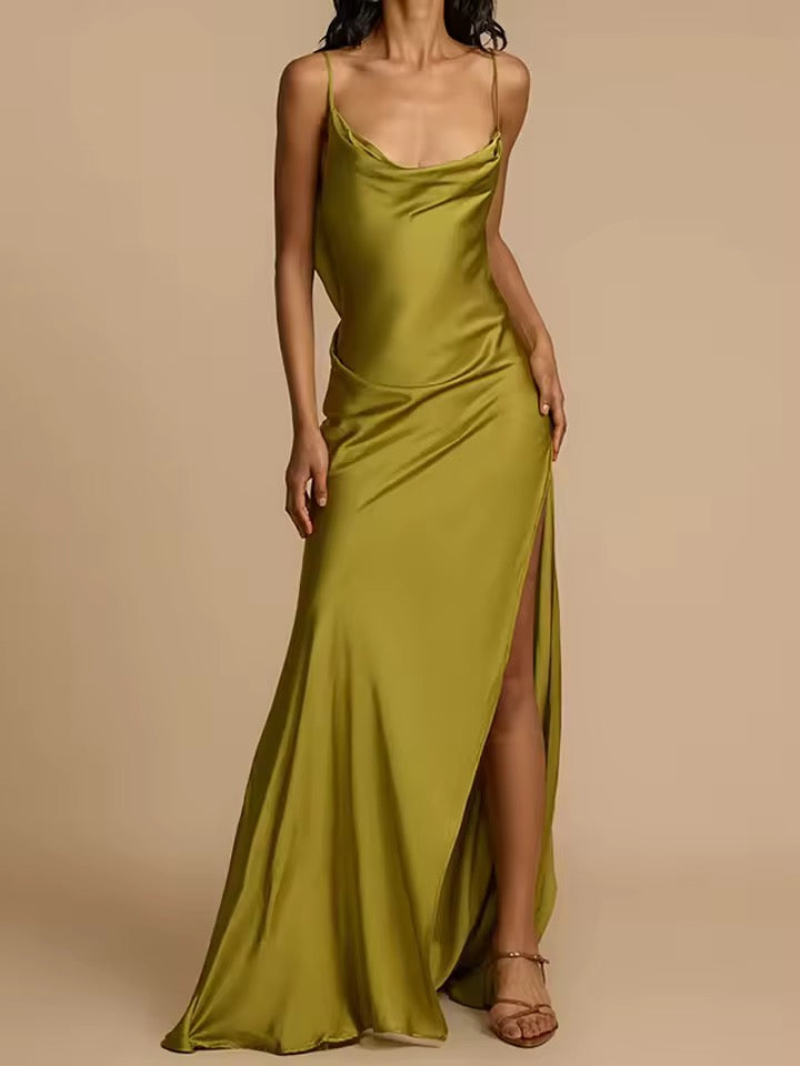Vera Backless Silk Maxi Dress