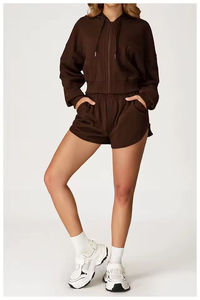 SYLA Cozy Motion 2-Piece Set – Zip Hoodie + Sweat Shorts