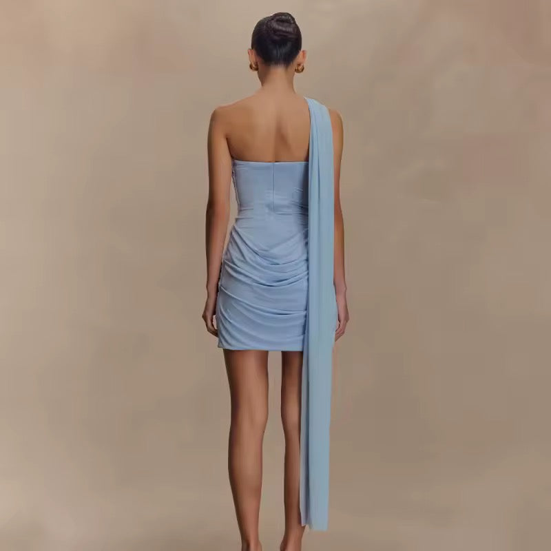 Elyse Asymmetrical Draped Mini Dress