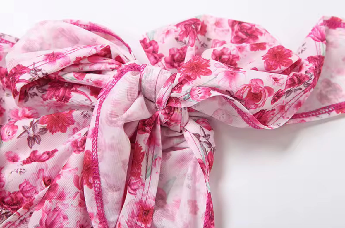 Riviera Rose Chiffon One-Shoulder Dress