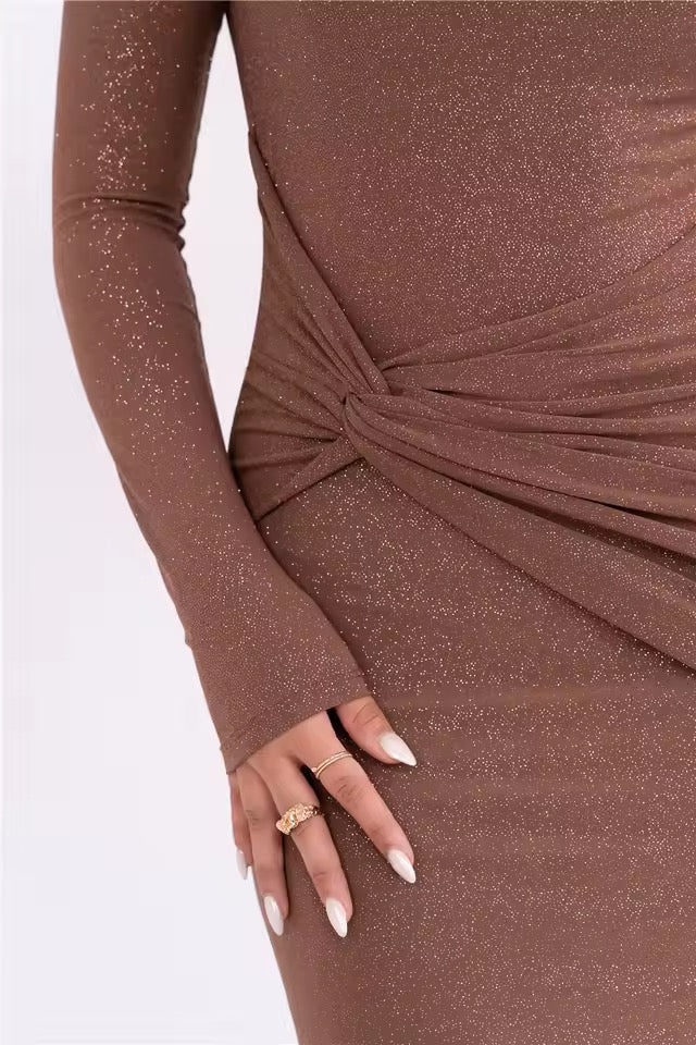 Alèa One-Shoulder Sparkle Maxi Dress