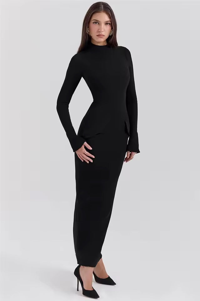 Clara Noir Structured Pocket Midi Dress
