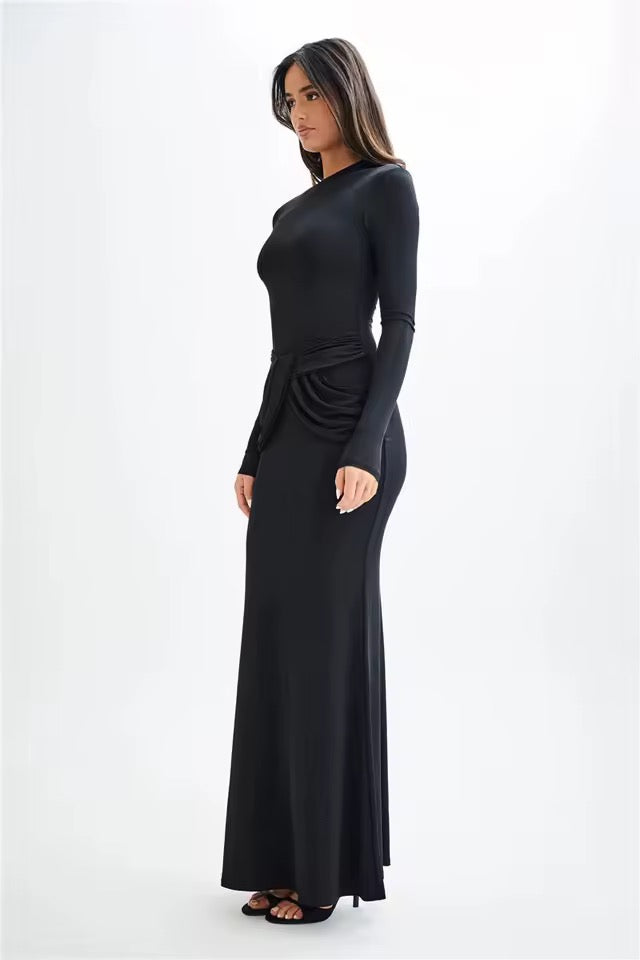 Kaia Long Sleeve Bodycon Ruched Maxi Dress