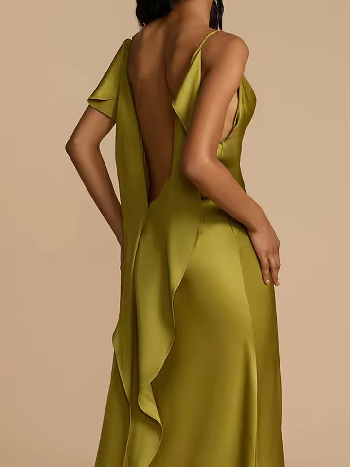 Vera Backless Silk Maxi Dress