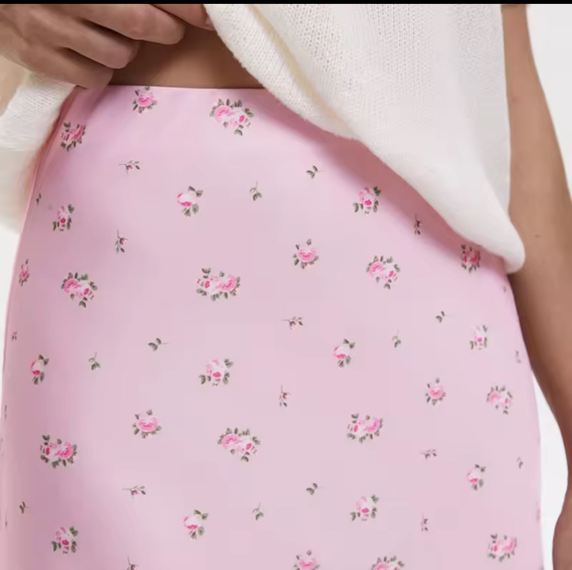 Amelie Vintage Rose Satin Maxi Skirt