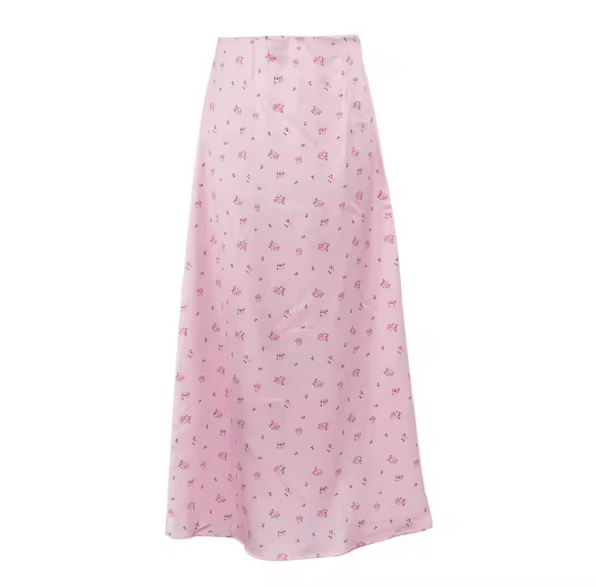 Amelie Vintage Rose Satin Maxi Skirt