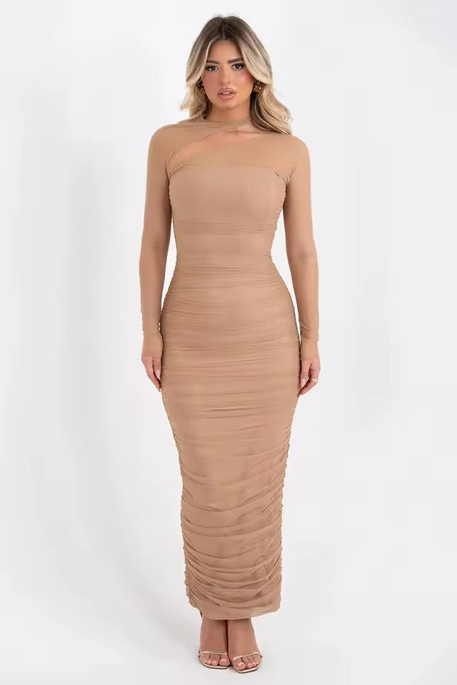 Néra Mesh Illusion Maxi Dress