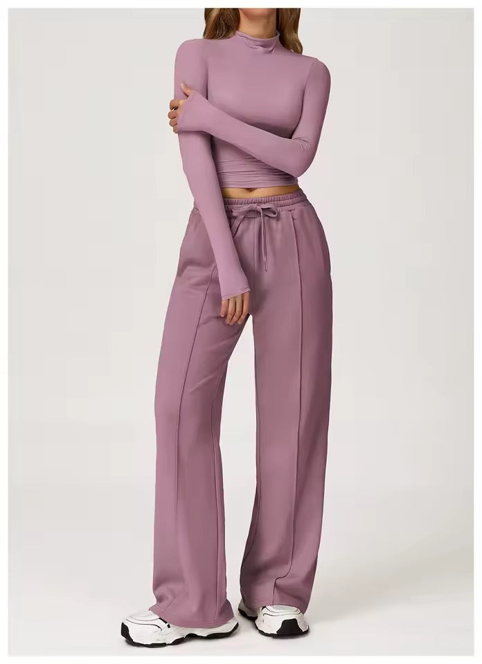 SYLA Elevate 2-Piece Set – Mock Neck Long Sleeve & Wide-Leg Pants