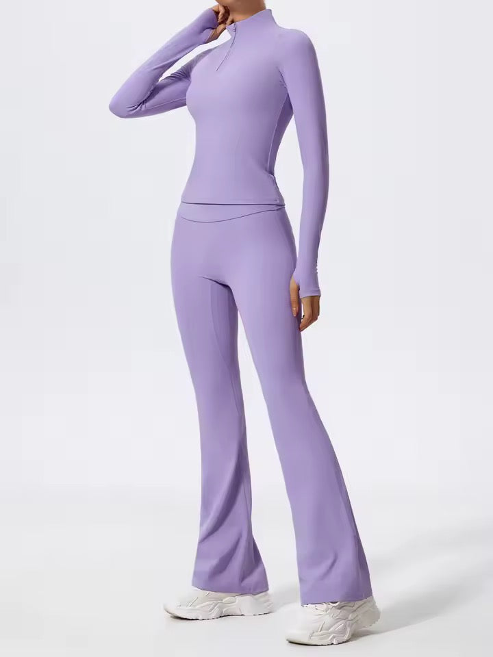 SYLA Verge Set – Half-Zip Performance Set with Shorts or Flared Pants