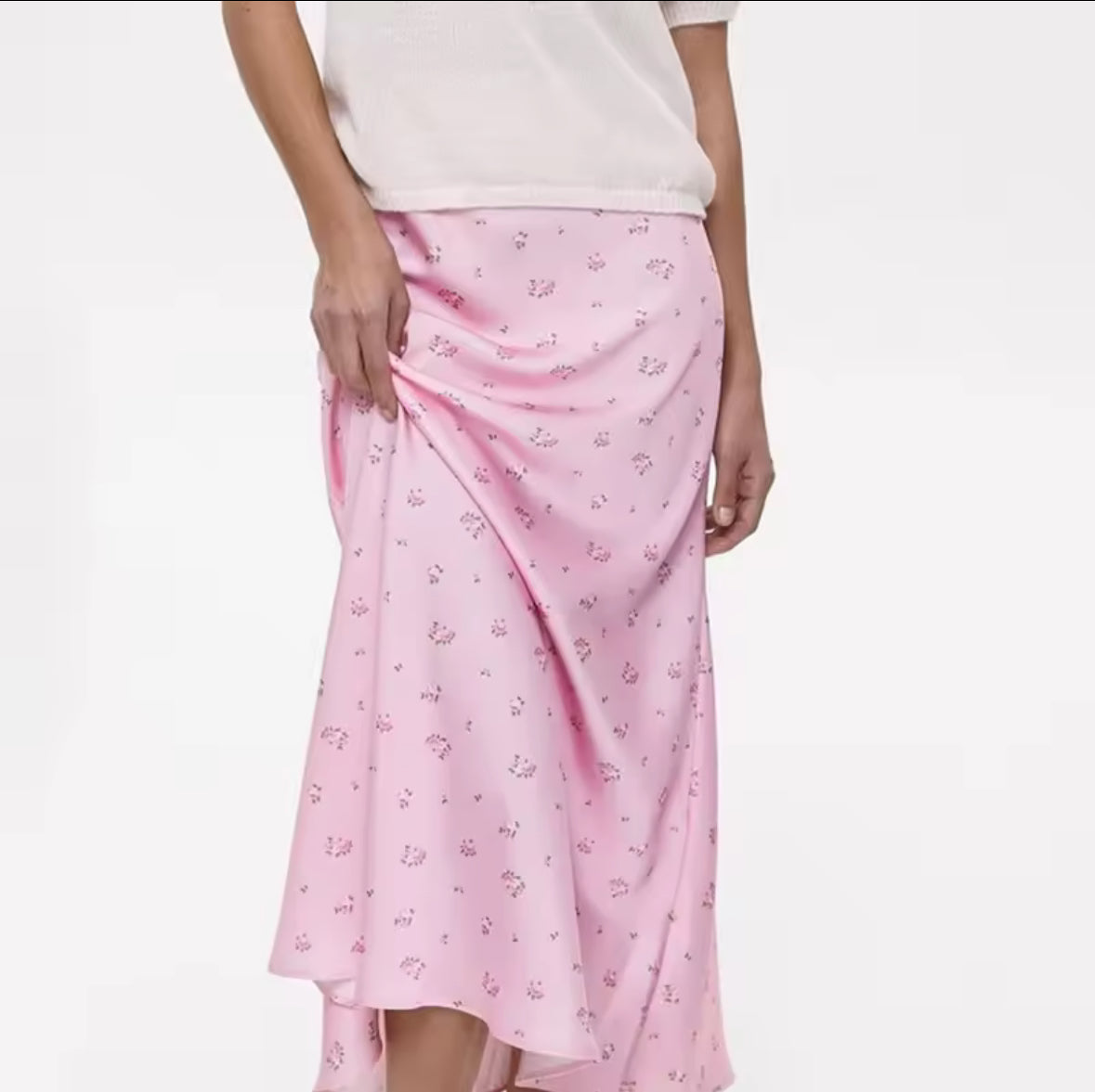 Amelie Vintage Rose Satin Maxi Skirt