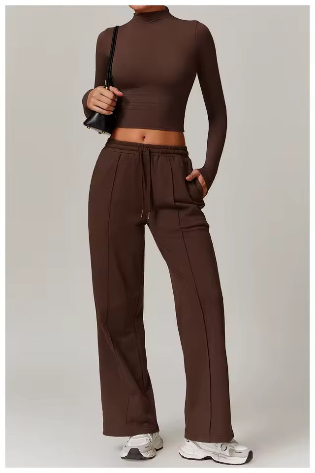SYLA Elevate 2-Piece Set – Mock Neck Long Sleeve & Wide-Leg Pants