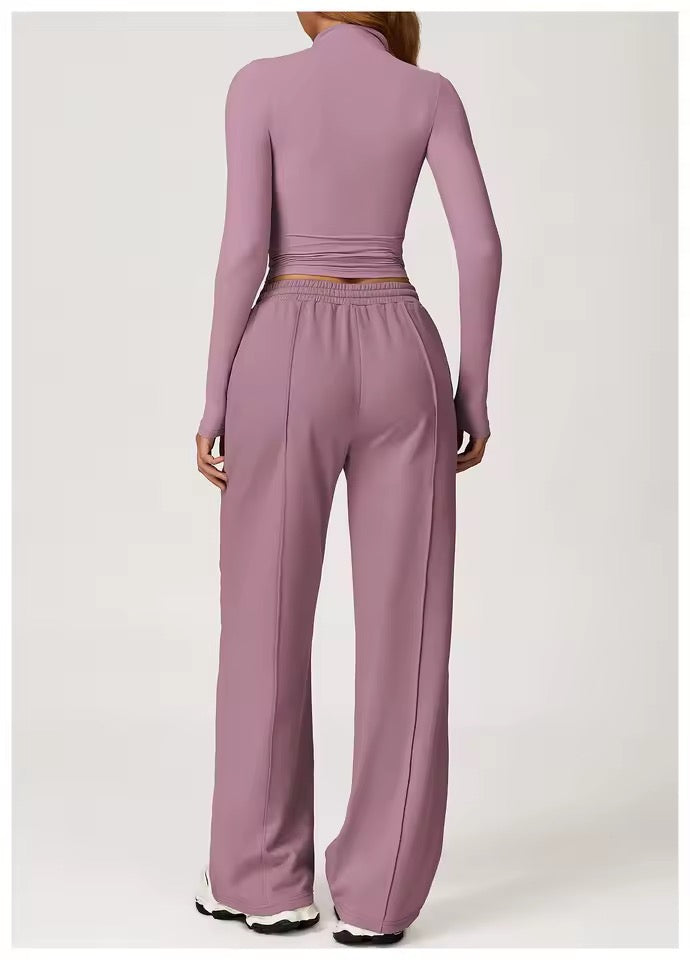 SYLA Elevate 2-Piece Set – Mock Neck Long Sleeve & Wide-Leg Pants