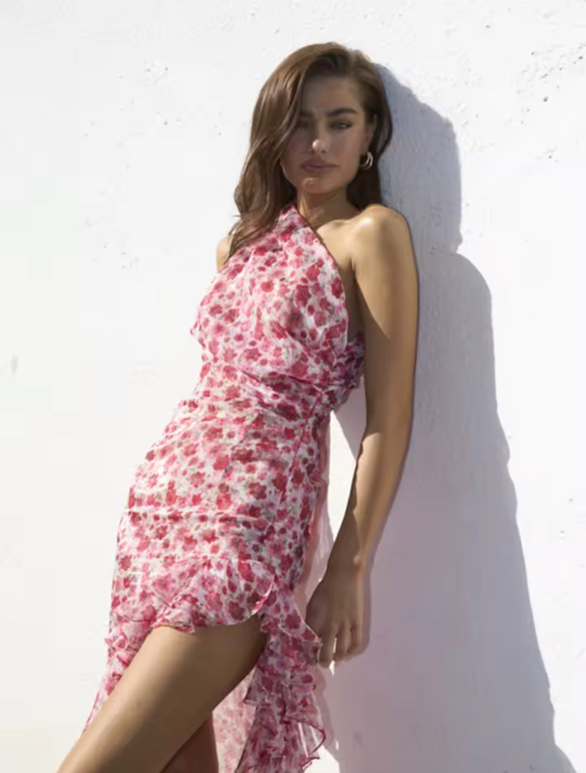 Riviera Rose Chiffon One-Shoulder Dress