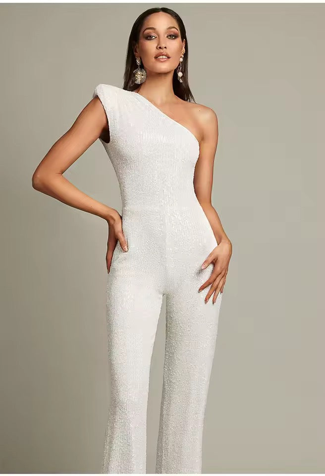 Livia One-Shoulder Sequin Jumpsuit