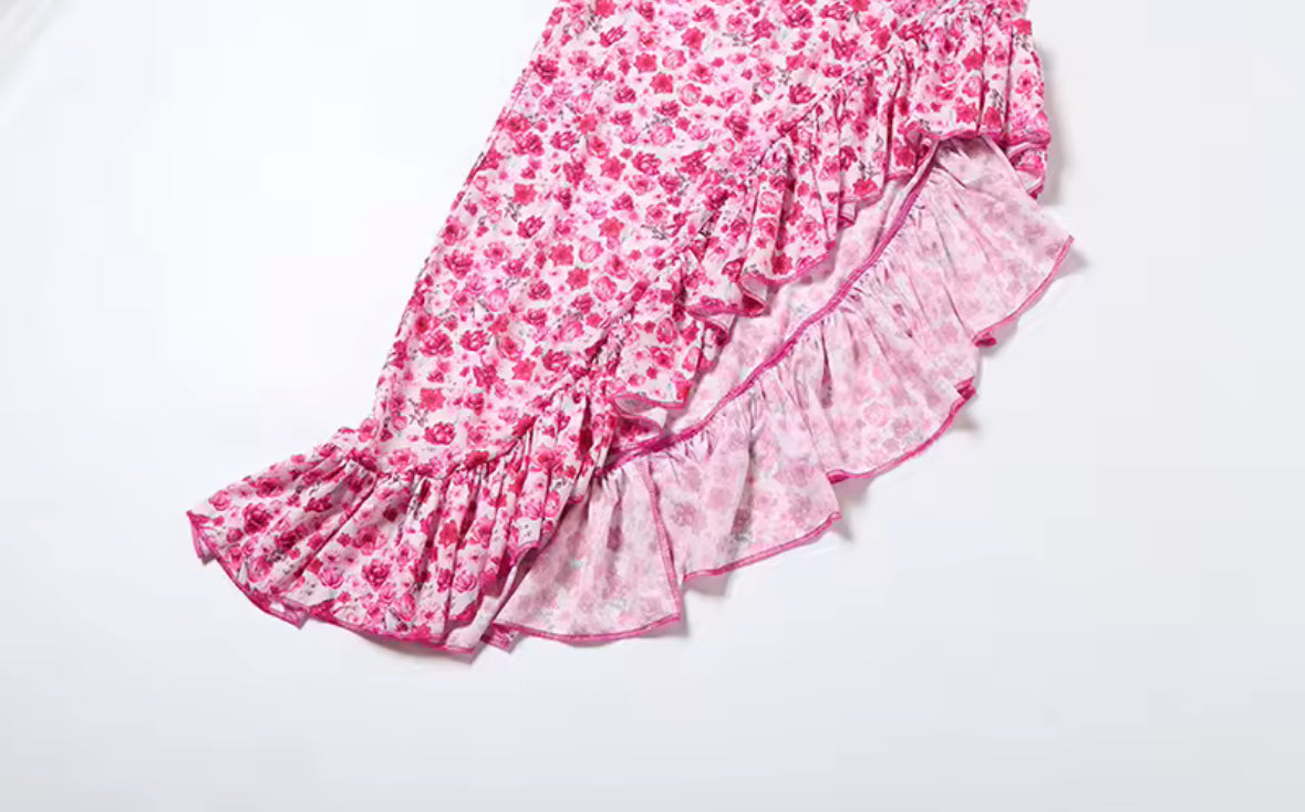 Riviera Rose Chiffon One-Shoulder Dress