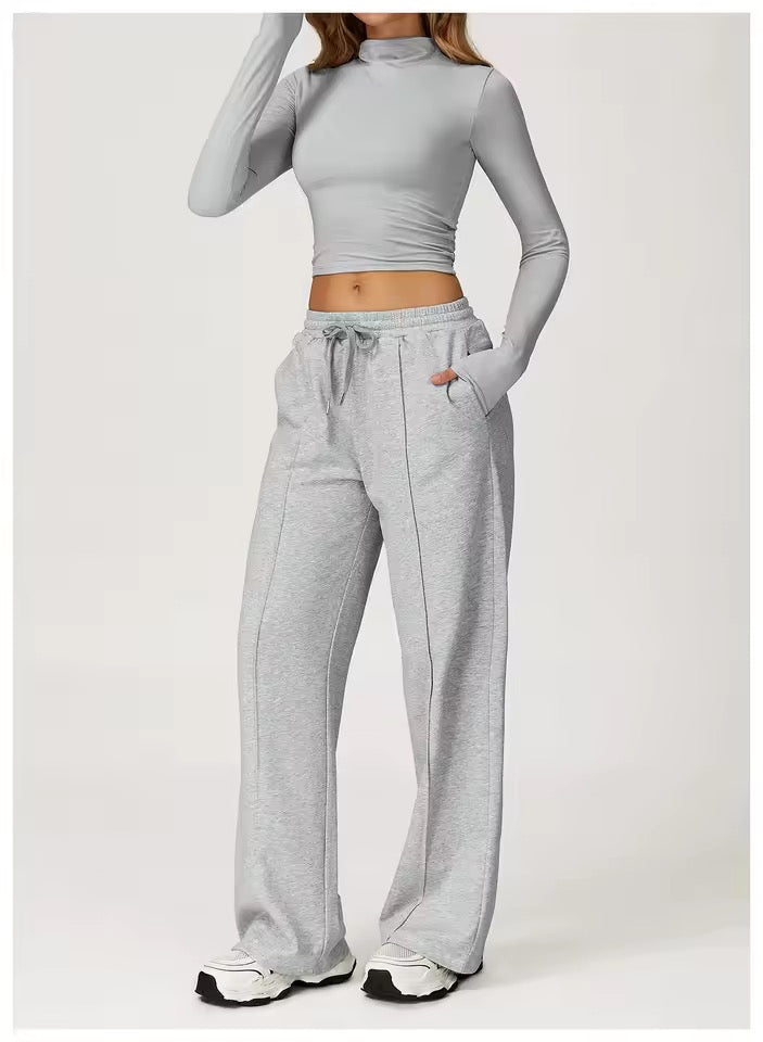 SYLA Elevate 2-Piece Set – Mock Neck Long Sleeve & Wide-Leg Pants