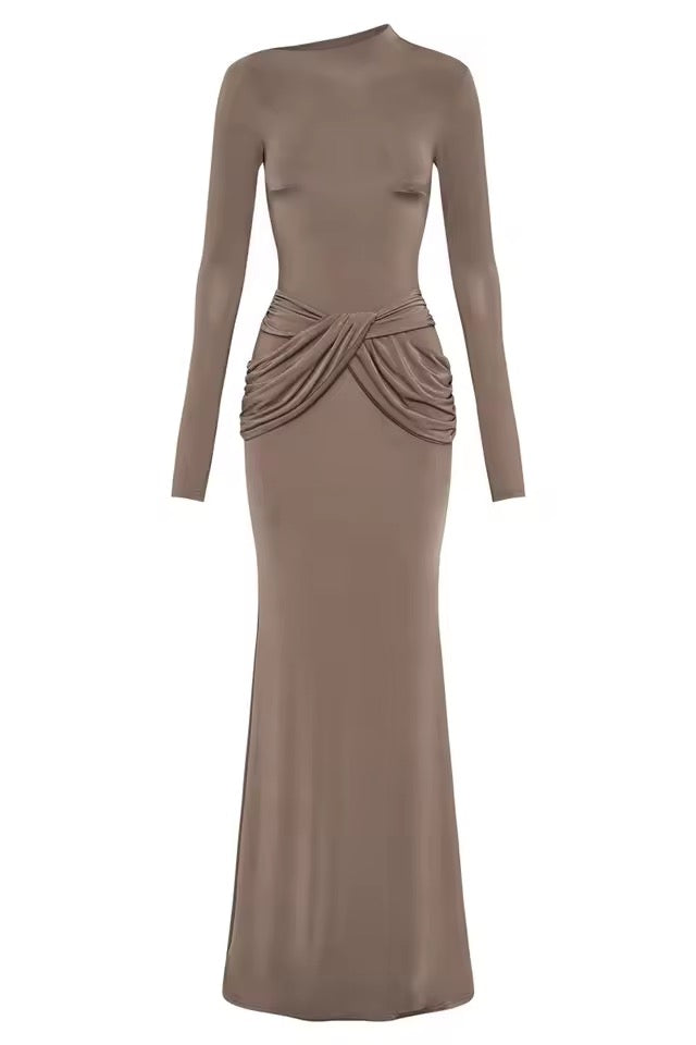 Kaia Long Sleeve Bodycon Ruched Maxi Dress