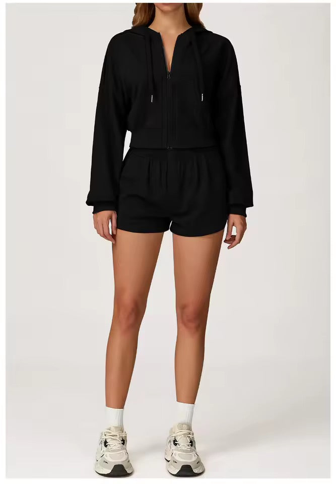 SYLA Cozy Motion 2-Piece Set – Zip Hoodie + Sweat Shorts