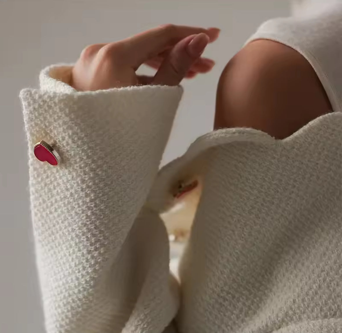 Amour Heart Button Cropped Jacket