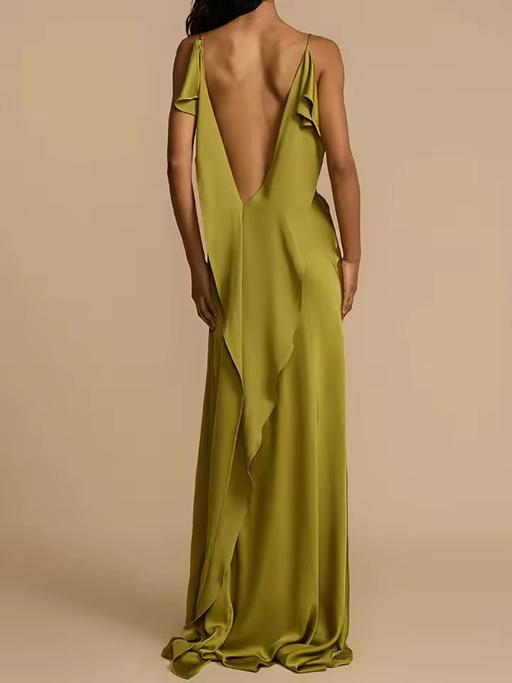 Vera Backless Silk Maxi Dress