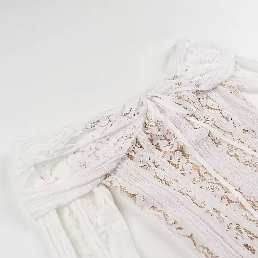 Luminara Off-Shoulder Lace Mini Dress