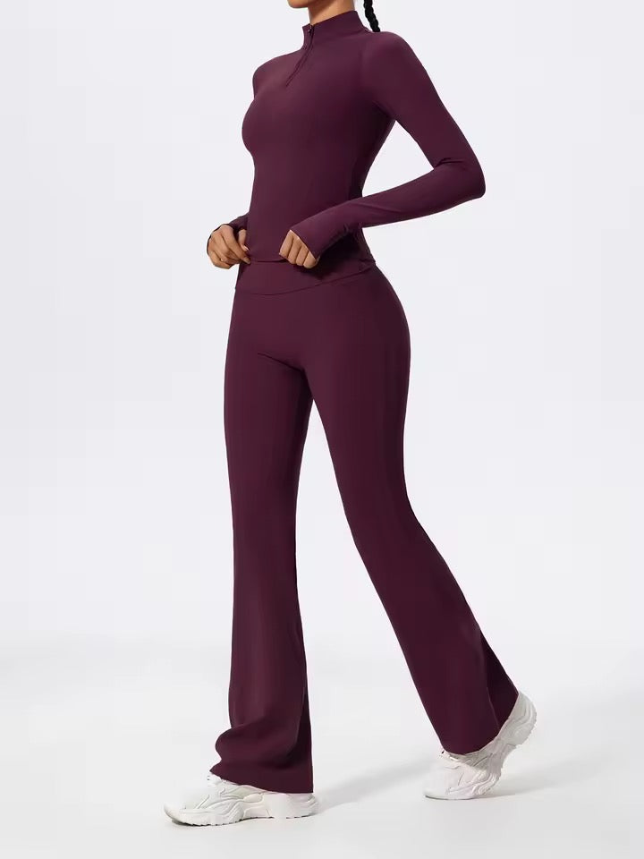 SYLA Verge Set – Half-Zip Performance Set with Shorts or Flared Pants