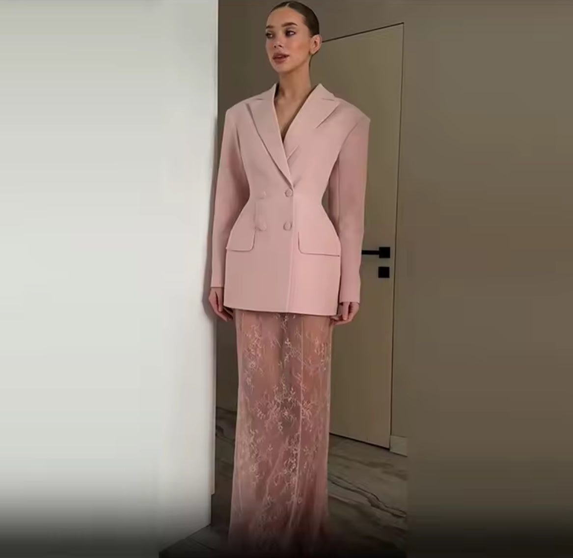 Roselle Blazer Lace Skirt Set