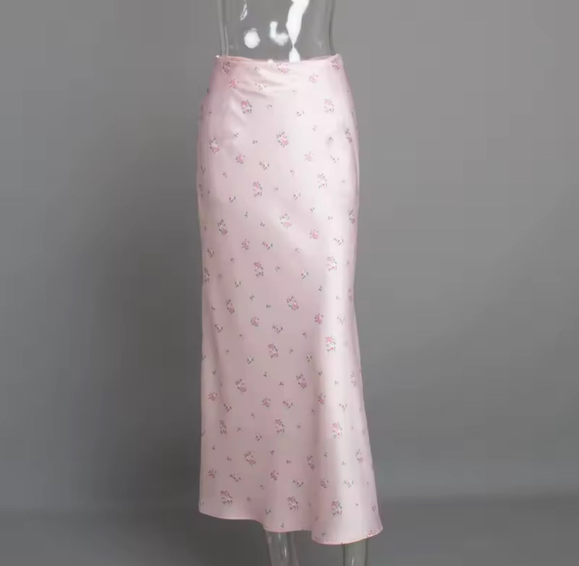Amelie Vintage Rose Satin Maxi Skirt