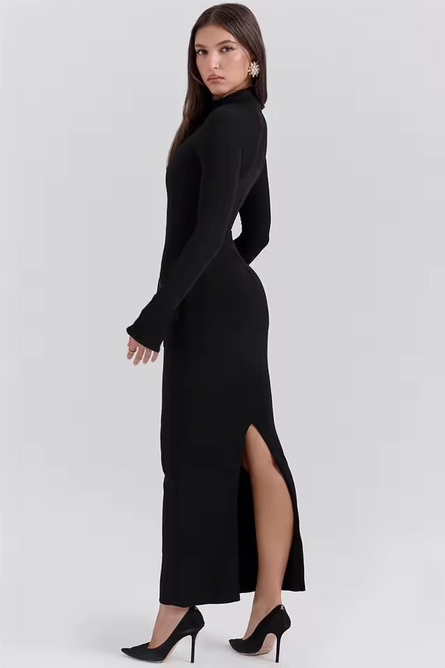 Clara Noir Structured Pocket Midi Dress