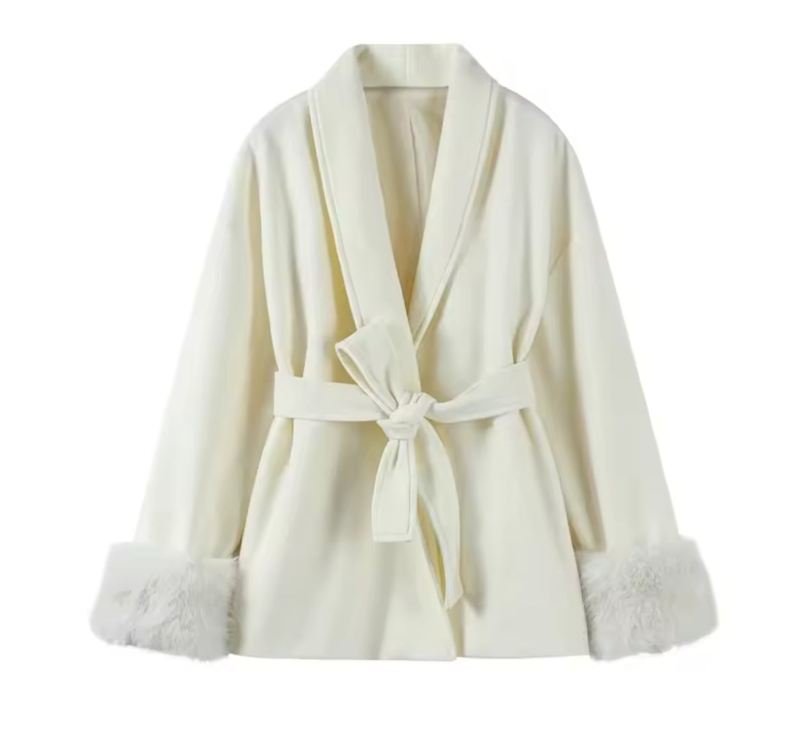 Monaco Luxe Belted Wrap Coat with Faux Fur Detail