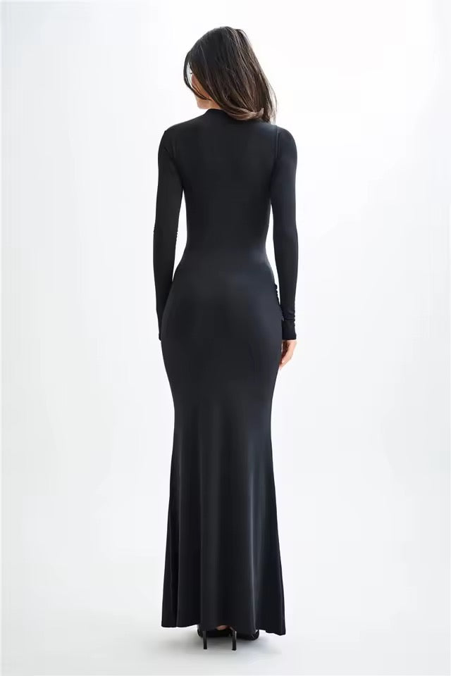 Kaia Long Sleeve Bodycon Ruched Maxi Dress