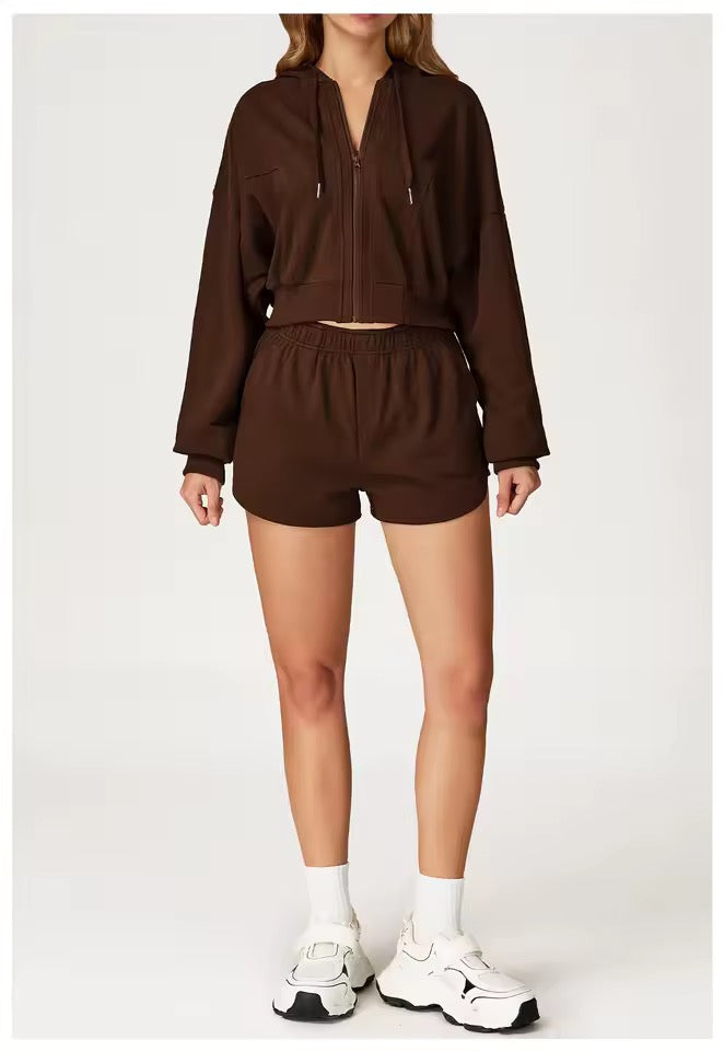 SYLA Cozy Motion 2-Piece Set – Zip Hoodie + Sweat Shorts